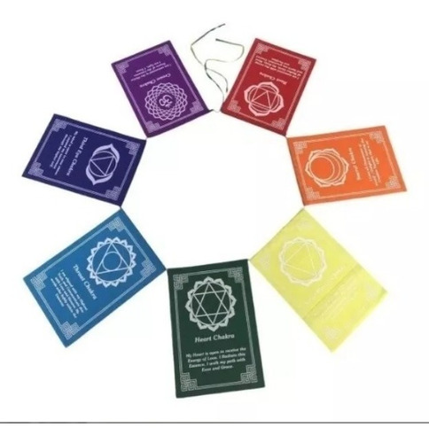 Banderas 7 Chakras Tibetanas 10 Cms