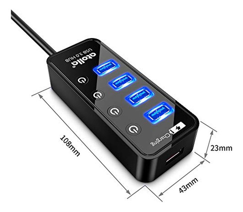 Cable Largo De Hub Usb Alimentado, Puerto De Datos Atolla Us