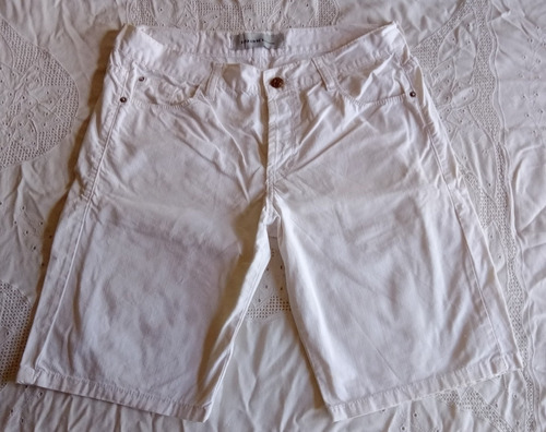 Pantalón Bermuda Jean Lona Blanca Talle 34 