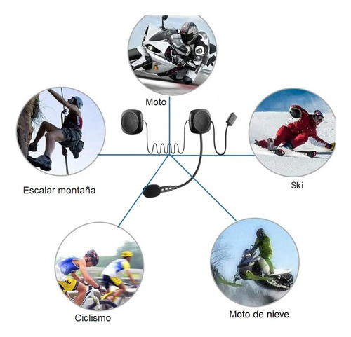 Auriculares Negros Bluetooth 5.2 Para Casco Con Micrófono