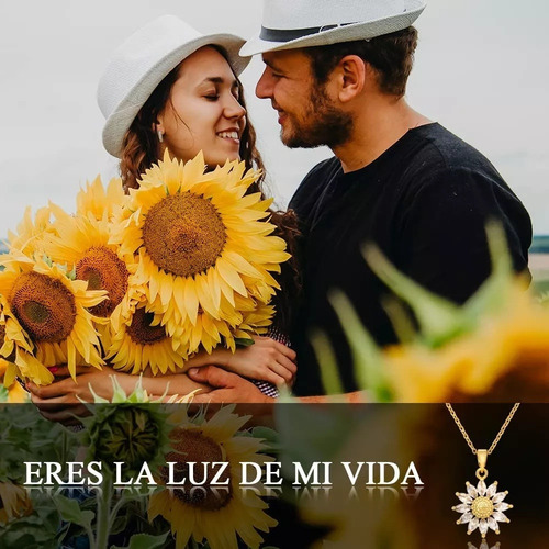 Colar Girassol Para Mulheres Banhado A Ouro Caixa Presente