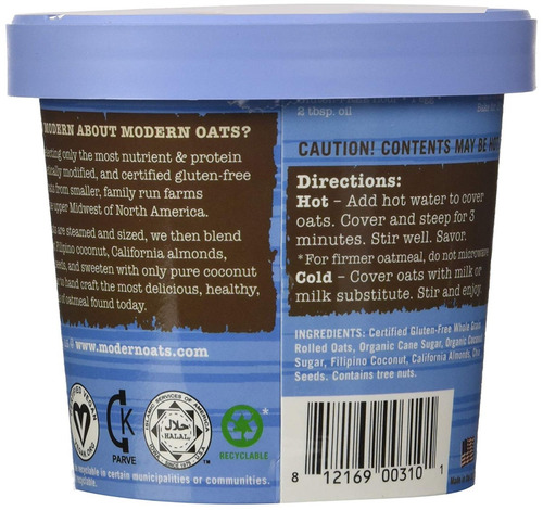 Modernas Avena Premium De Harina De Avena, Coco Copas Almend
