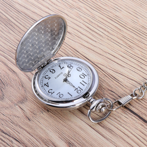 Reloj De Bolsillo Con Números De Esfera Blanca De Acero Inox