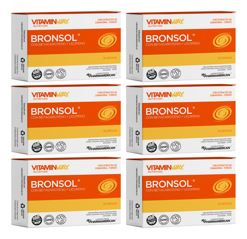Vitamin Way Kit X6 Cajas Bronsol Suplemento Bronceado X30