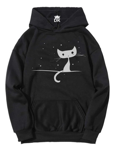 Poleron Moda Gato Gatito Noche Estrellas Unisex