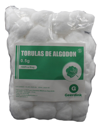 Torulas De Algodón 0.5 Gr. X 100 Unidades. 