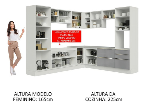 Madesa Cocina Integral Esquinero 546cm Lux Blanco/gris 01