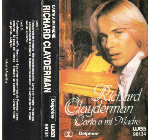 Cassette Gran Pianista Richard Clayderman Carta A Mi Madre