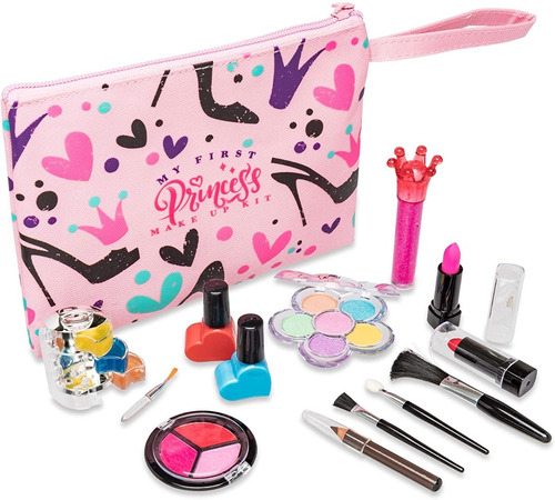 Set De Maquillaje Lavable Juguete Con Bolsa Elegante 12 Pcs