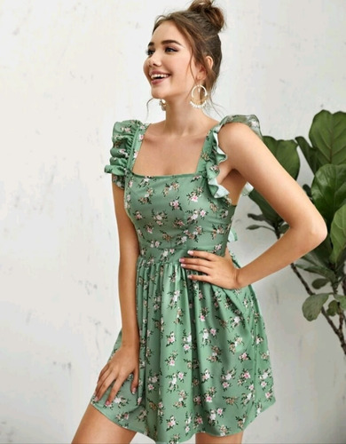 Imagen 3 de 4 de Vestido Estampado Floral, Abertura En Espalda