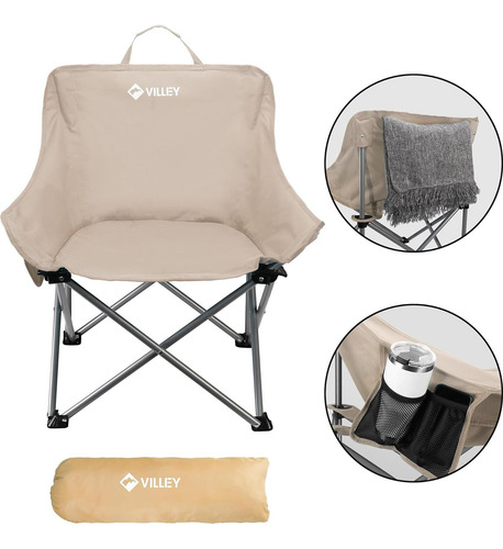 Silla De Camping Plegable Villey Beige 3.03 Kg Para Exterior
