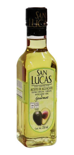 Aceite Extra Virgen De Aguacate San Lucas Botella 250ml