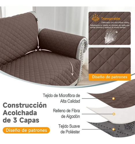 3pzs Cubre Sala Sofá Espesado Funda Sillón Con Bolsillo
