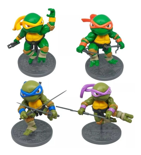 Tortugas Ninjas X 4 Con Accesorios 12 Cm Hermosas Loose