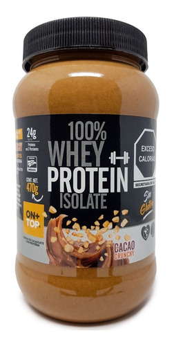Imagen 1 de 8 de Crema De Cacahuate Cacao Crunchy + Whey Protein Isolate 470g