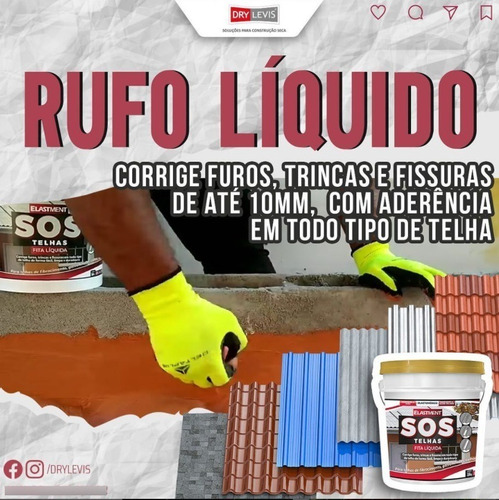 Imagem 5 de 5 de Sos Telhas Elastment Furo Trinca Fissura Cinza 18 Lt