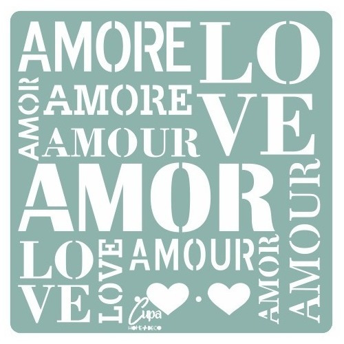 Stencil Amore Amor Decorativo 30x30cm Cupa Home