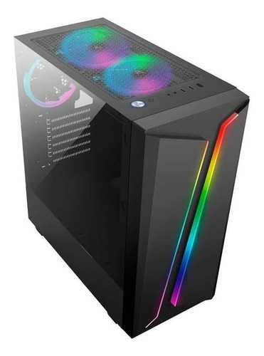 Gabinete Gamer Bluecase Bg-038 Fita Led Rgb Atx Vidro Temper