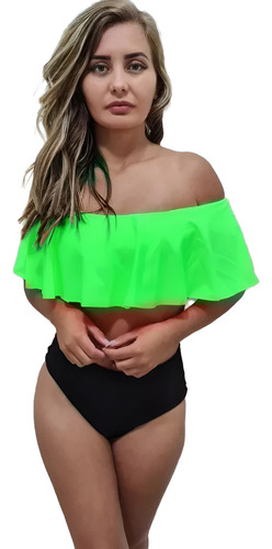 Top Cropped Babado Praia Piscina Balada Com Bojo Removível