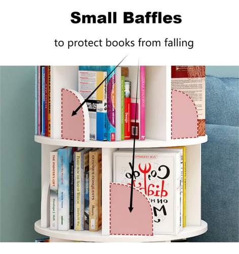 2-layer 360° Rotating Bookshelf Floor-standing Bookshelf