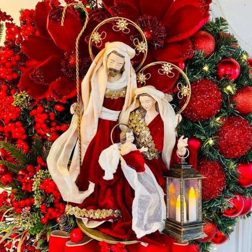 A Sagrada Familia Jesus Corona De Navidad For Ventana 30 Cm