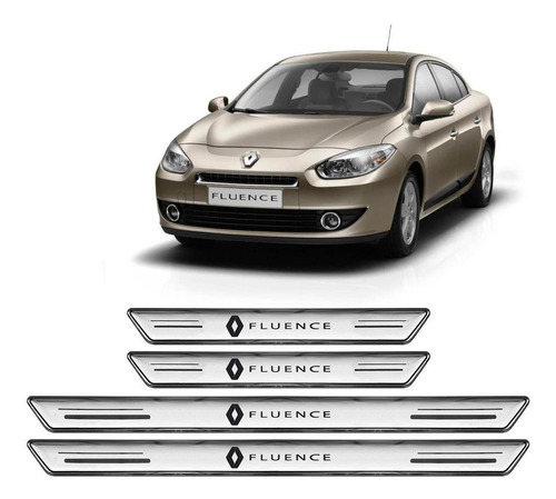 Soleira Platinum Renault Fluence 2011 A 2018 4 Peças Prata