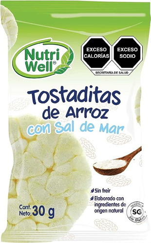 Nutriwell Tostaditas De Arroz Con Sal De Mar 30gr 10 Piezas