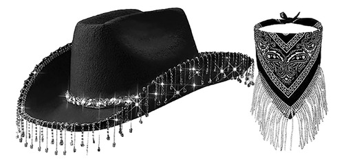 Chapéu De Cowboy Ocidental E Bandana Com Glitter Strass
