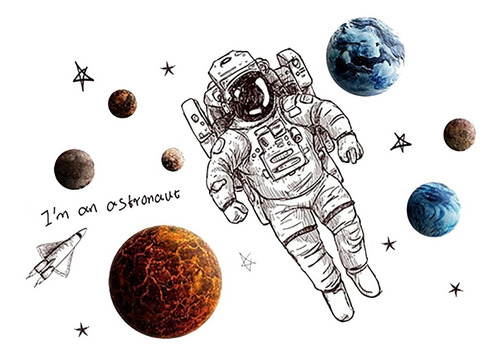 Vinilo Decorativo Adhesivo Stickers Pared Astronautas Regalo