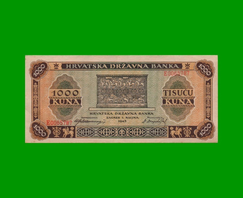 Billete De Croacia 1.000 Kuna, Año 1943 Pick 12, Estado Exc+