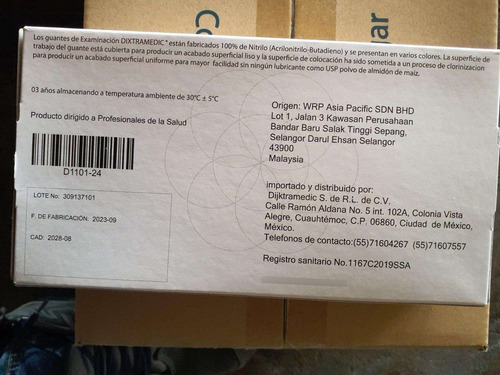 Guantes De Nítrilo, Dixtramedic, Caja Con 100, Texturizados Azul Hospitalario Ch