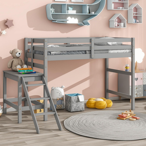 Rorigat Cama Baja Tipo Loft De Tamaño Individual Con Gris Nombre Del Diseño