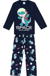 Pijama Kyly Infantil Menino Long Calça Camiset Brilha 1 A 12