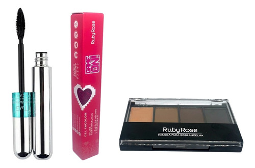 Kit Gel Game On + Sombra Ruby Rose + Rímel Tango 4d 2 Em 1 Incolor