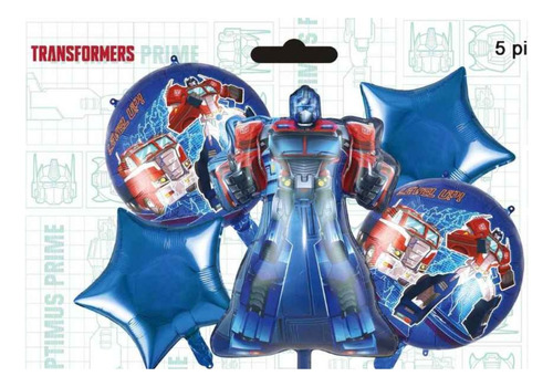 Globos Metalizado De Transformers   Optimus Pack 5