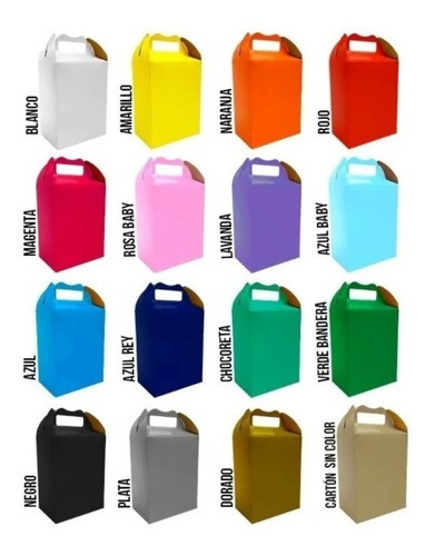 Imagen 2 de 5 de 50 Caja Dulcera Colores Bolo Aguinaldo Arcoiris Color Liso