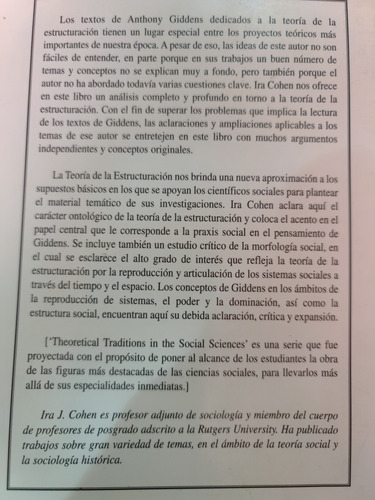 Teoría De La Educación. Antonio Giddens Y La Constitución (Usado)