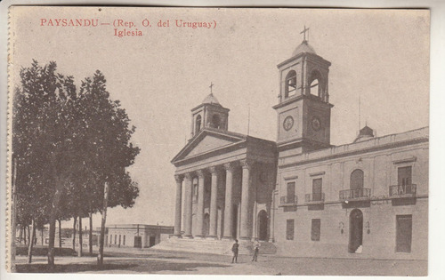 1920 Paysandu  Postal Vista De La Iglesia Vintage Escasa 