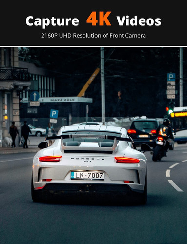 Imagen 2 de 7 de Kingslim D4 4k Dual Dash Cam Con Gps Integrado Wifi Front...