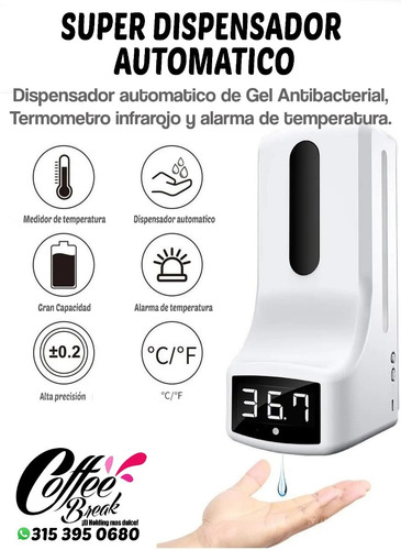 Dispensador Automático Gel Antibacterial Control Temperatura