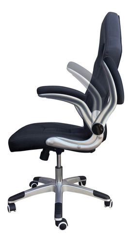 Imagen 3 de 4 de Silla de escritorio Desillas Pro Sonic gamer ergonómica negra con tapizado de cuero sintético