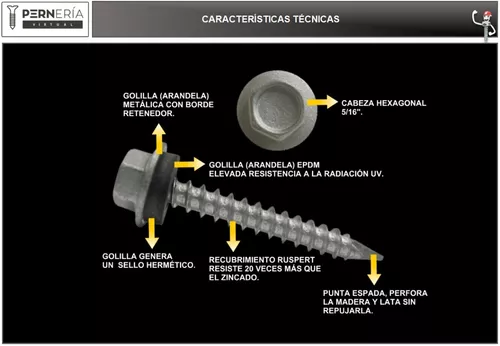 Tornillos Para Techo Hexagonal. Autotaladrante Con Arandela. Zincado.