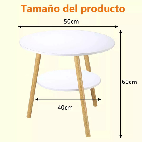 Mesa De Centro Redonda 2 Nivele Blanco 50cm