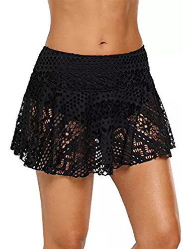 Traje De Baño De Encaje Con Falda De Ganchillo Para Mujer, P