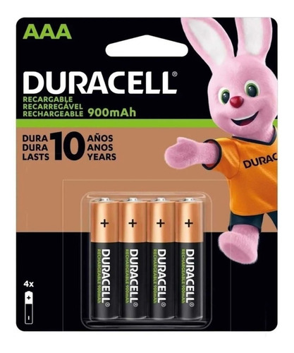 Imagen 1 de 4 de Paquete Con 4 Baterias Aaa Recargables Duracell Dx2400