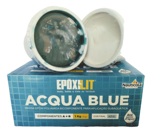 Epóxilit Acqua Blue Massa Azul Claro Subaquática A+b 1kg