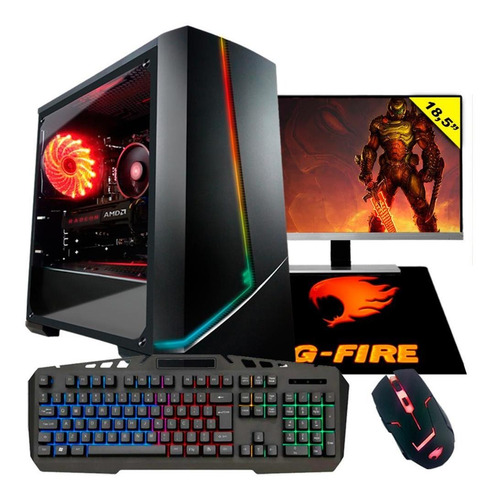 Pc Gamer Completo G-fire 3000g 8gb Rx 570 4gb Ssd 120gb W10