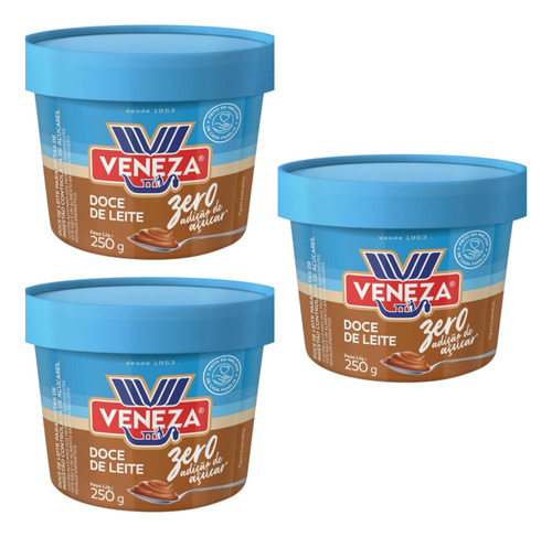 Doce De Leite Veneza Zero Açúcar 250g Kit Com 3 Unidades