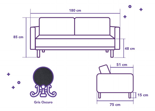 Sofá Makora Penny 3 Plazas Lino