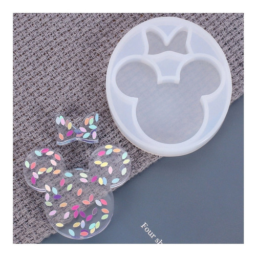 Molde Silicona Mickey Minnie Para Resina Llavero Color Transparente